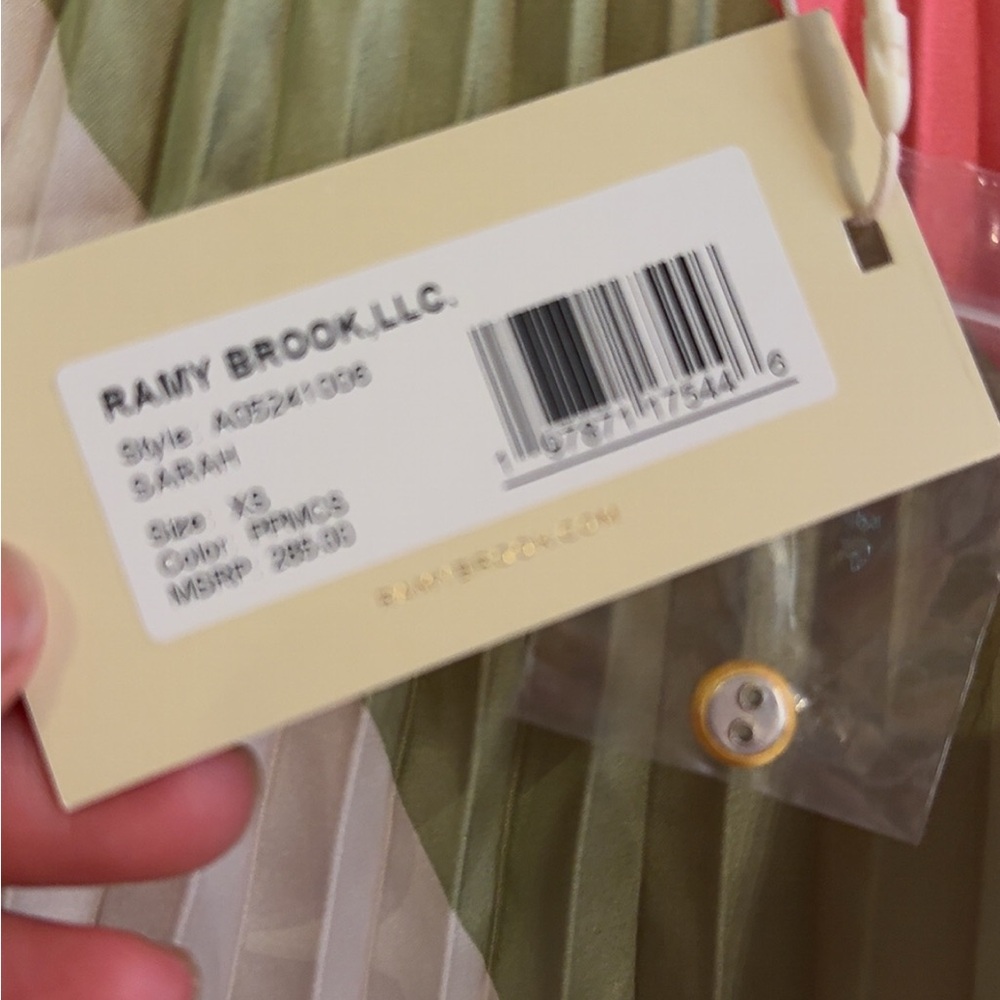 Ramy Brook Pink and Green Pleated Crop Camisole - Picture 5 of 7
